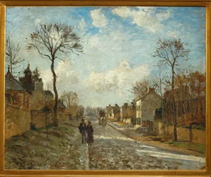Straat in Louveciennes (olieverf op doek)
