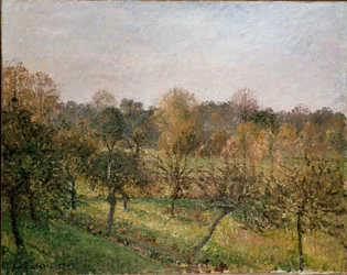 Zonsondergang in Eragny-sur-Epte, herfst, 1902