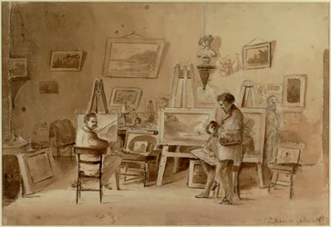 Het atelier van de kunstenaar, Caracas, Venezuela Schets ...
