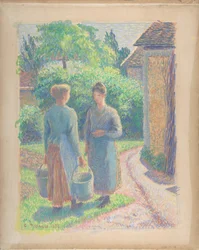 Twee vrouwen in een tuin
