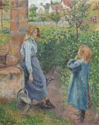 Vrouw en kind bij de bron