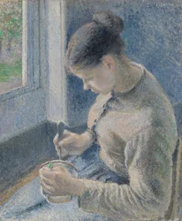 Jonge boerin die koffie drinkt, 1881