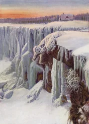 Niagara Falls bevroren in de winter (ingekleurde foto)