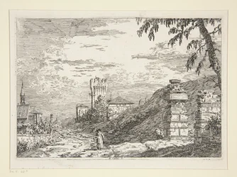 Landschap met Toren en Twee Verwoeste Zuilen, uit de serie Vedute