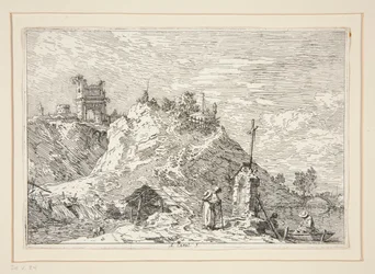 Landschap met de Pelgrim in Gebed, uit de serie Vedute (Gezichten)