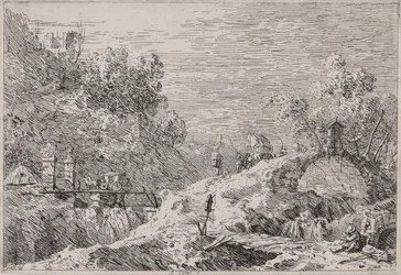 Berglandschap met vijf bruggen, uit de serie Vedute (Gezichten)