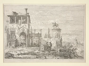 Het Ruitermonument, uit de serie Vedute