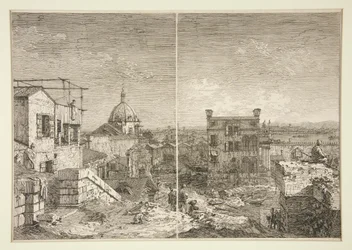 Het Huis met de Inscriptie [en] Het Huis met de Perstyle, uit de serie Vedute (Gezichten)