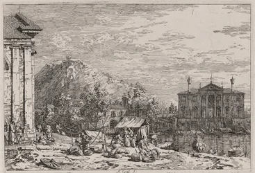De Markt in Dolo, uit de serie Vedute (Gezichten)