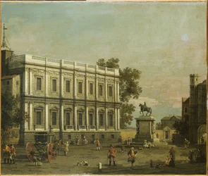 Een Capriccio van gebouwen in Whitehall, ca. 1754