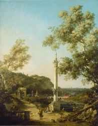 Engels Landschap Capriccio met een Zuil, c. 1754