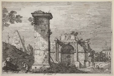 Landschap met ruïnes van monumenten