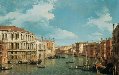 Het Grote Kanaal, Venetië, Kijkend naar het Noordwesten, met het Palazzo Pesaro, het Palazzo Foscarini en de Pinnacle van S. Stae aan de Linkerkant en het Palazzo Vendramin-Calergi en S. Marcuola aan de Rechterkant