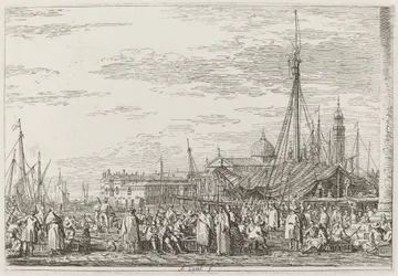 De markt op de Molo [linksboven], ca. 1735-1746