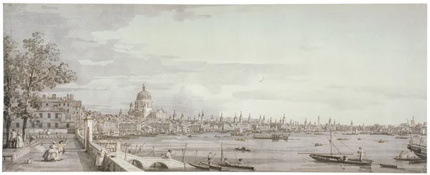 Uitzicht op de rivier de Theems, Londen, ca. 1750