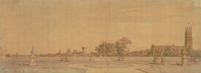 Warwick: De stad en het kasteel vanuit de priorijtuinen
