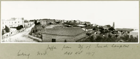 Jaffa vanaf de top van het Franse ziekenhuis kijkend naar het westen, 2 december 1917