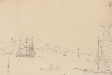 Schets van schepen bij West Cowes, Isle of Wight