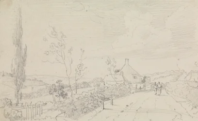 Schets van een landweg en huisje