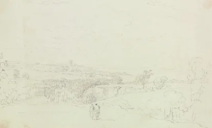 Geschetst Landschap met Kasteel in de Verte