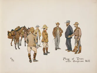 Vlag van Wapenstilstand na Surprise Hill, uit The Leaguer of Ladysmith, 1900