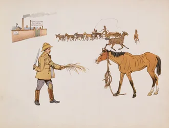 Op weg naar de Chevril Fabriek, uit The Leaguer of Ladysmith, 1900