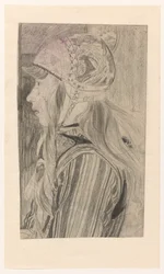 Portret van meisje in klederdracht van Marken