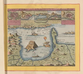 Kaart van de kust bij Hyères en de nabijgelegen Îles d