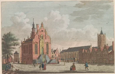 Markt en stadhuis van Schiedam, ca. 1790