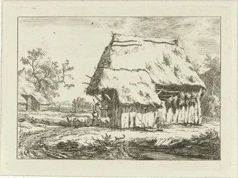 Herder bij een schaapskooi