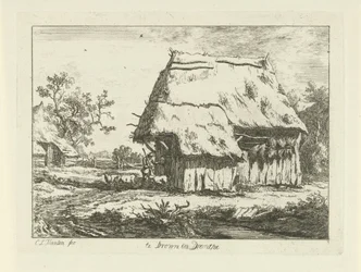 Herder bij een schaapskooi Te Drown in Drenthe Landschappen (1-6)