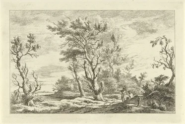 Reizigers in een landschap