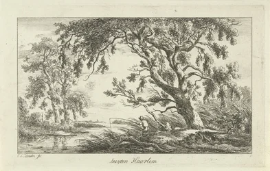 Visser in een rivierlandschap