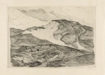 Duingezicht met vrouwen die netten uitspreiden