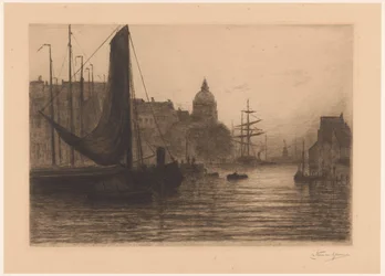 Haven in Dordrecht bij avond