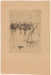 Zeilschepen voor de haven van Le Havre