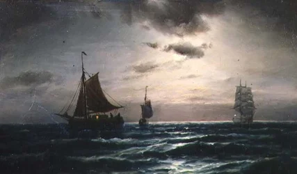 Schepen in Maanverlichte Wateren