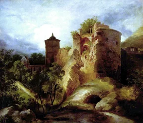 Duits: Der gesprengte Turm des Heidelberger Schlosses De opgeblazen toren van kasteel Heidelberg