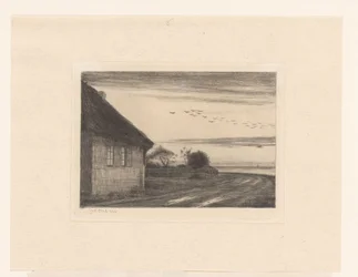 Huis aan landweg aan water