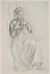 Naaien meisje (vrouw van de kunstenaar)