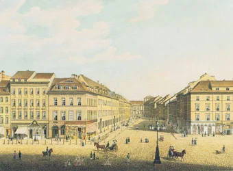 Uitzicht vanaf het Koninklijk Kasteel in Berlijn naar de Breite Straße