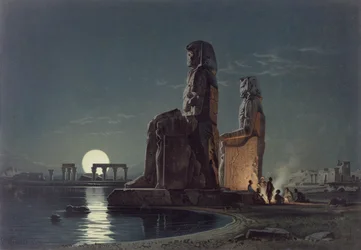 De Kolossen van Memnon, Thebe, een van 24 illustraties geproduceerd door G.W. Seitz, gedrukt ca. 1872