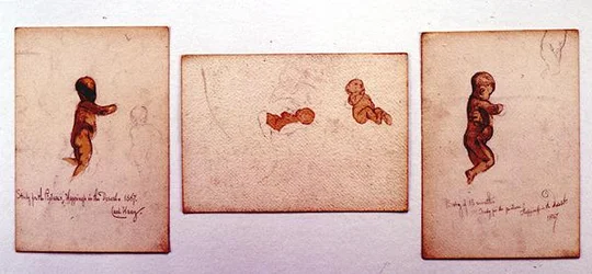 Studie van een baby voor 