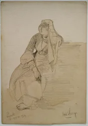 Studie van een zittende dame, Nazareth, 1859