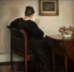 Interieur, lezende vrouw