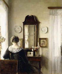 Interieur met een Zittende Vrouw bij een Raam