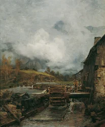 Watermolen in Goisern (naar Emil Jakob Schindler)