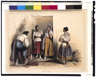 Vrouwen van Puebla, na 1836 (kleur litho)