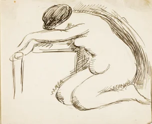 Vrouwelijk naakt op knieën