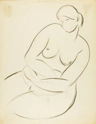 Zittend vrouwelijk naakt